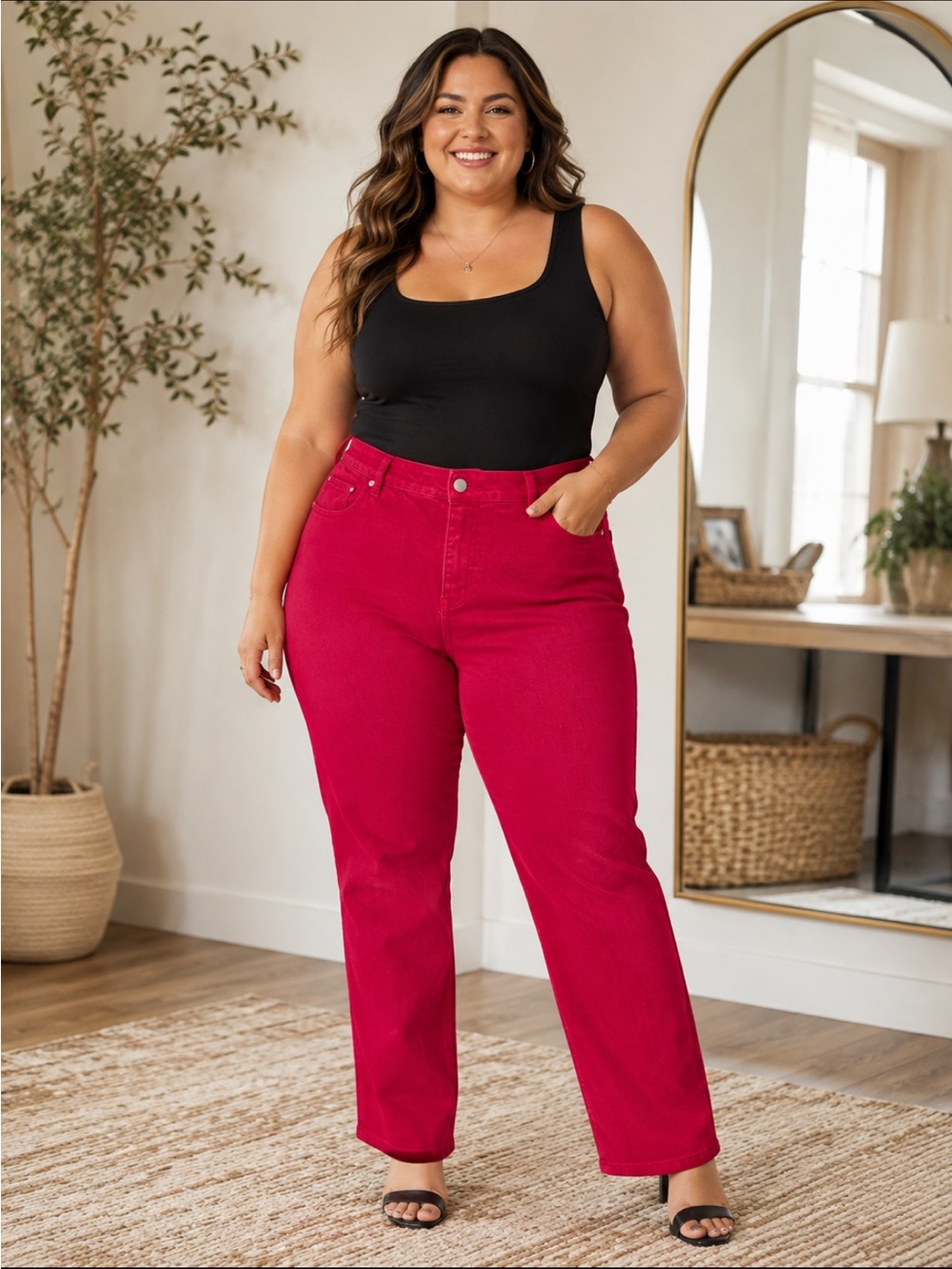 ❤️‍🔥SIZE 16 NWOT RED Straight-Leg Jeans-AS IS